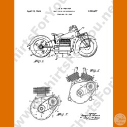Indian Motorcycle Patent T-Shirt | Vintage V-Twin Blueprint Art