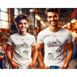 Indian Motorcycle Patent T-Shirt | Vintage V-Twin Blueprint Art