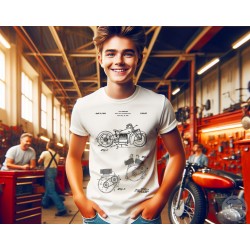Indian Motorcycle Patent T-Shirt | Vintage V-Twin Blueprint Art