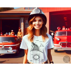 Fireman's Helmet Patent T-Shirt | Vintage Firefighter Blueprint Art