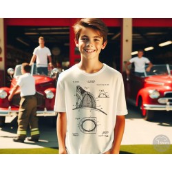 Fireman's Helmet Patent T-Shirt | Vintage Firefighter Blueprint Art