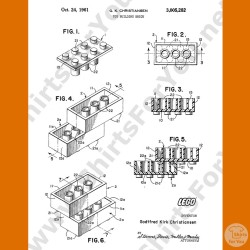 Lego Building Blocks Patent T-Shirt | Vintage Brick Blueprint Art