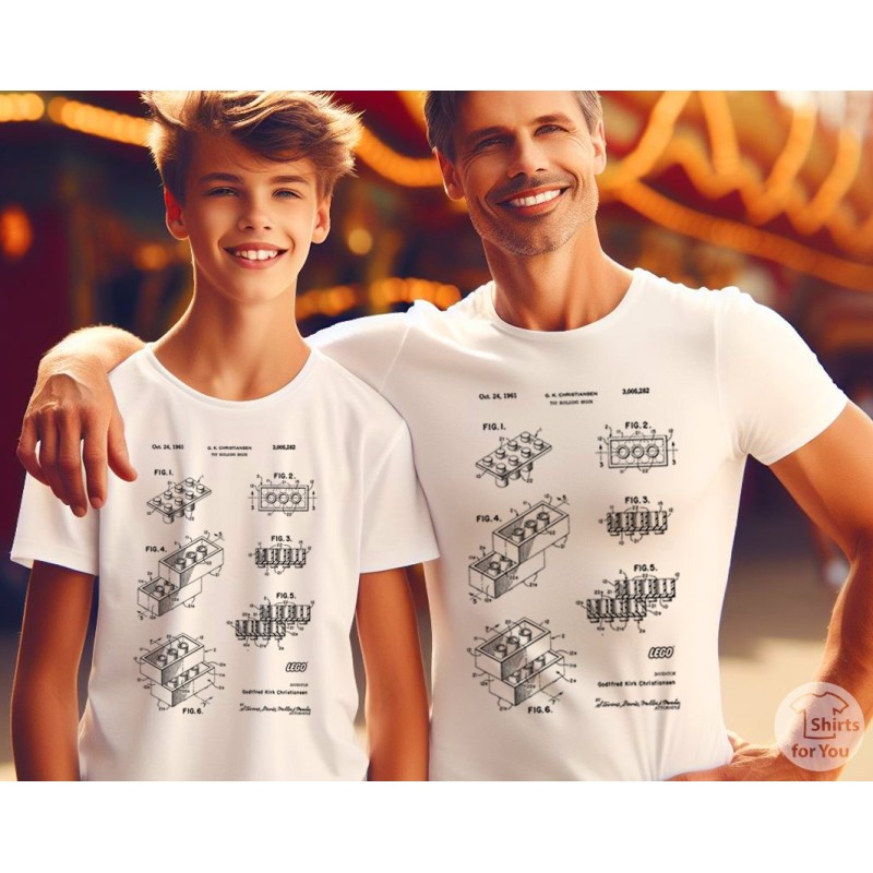 Lego Building Blocks Patent T-Shirt | Vintage Brick Blueprint Art