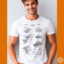 Lego Building Blocks Patent T-Shirt | Vintage Brick Blueprint Art