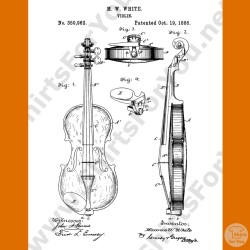Violin Patent T-Shirt | Vintage Musician Blueprint Tee | All Sizes