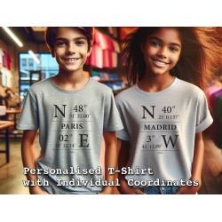 Custom Kid's City & Coordinates T-Shirt | Personalized GPS Tee