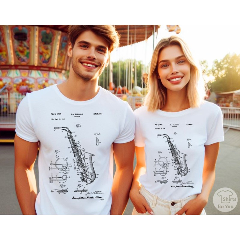 Saxophone Patent T-Shirt | Vintage Music Blueprint Tee | All Sizes